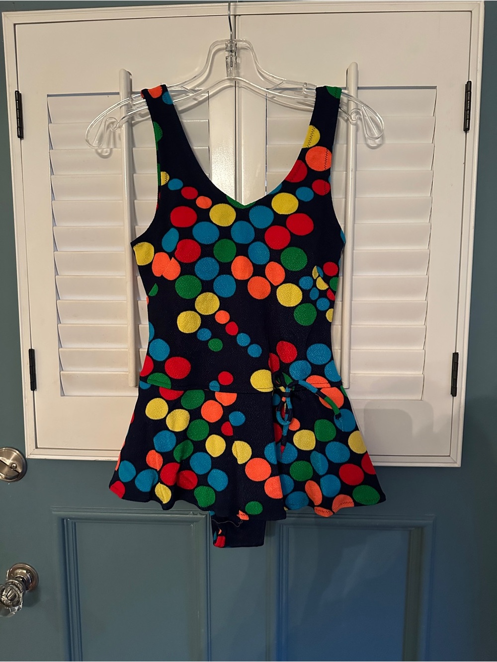 60-70’s vintage one piece polka dotted swim suit